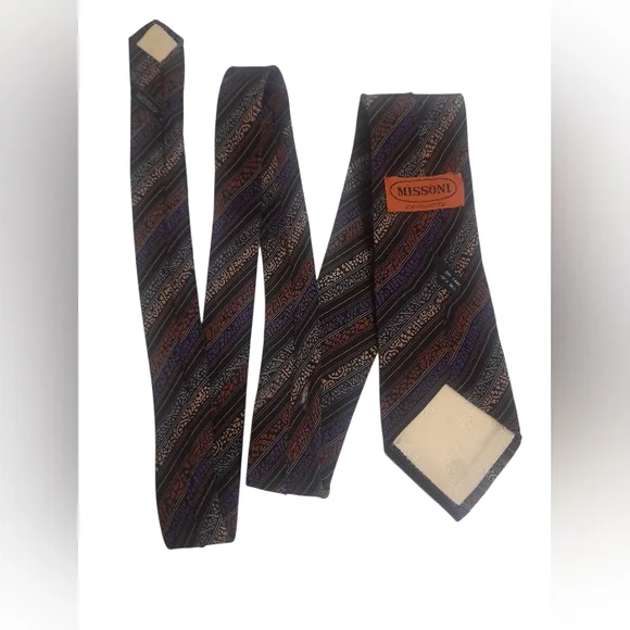 Missoni Cravette Striped Silk Tie *Vintage* - Picture 2 of 12